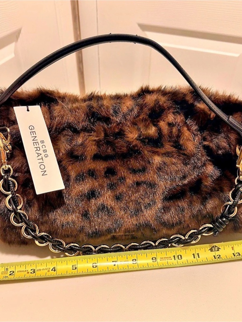 J. Renee Faux Fur Shoulder Bag in Brown & Black NWT